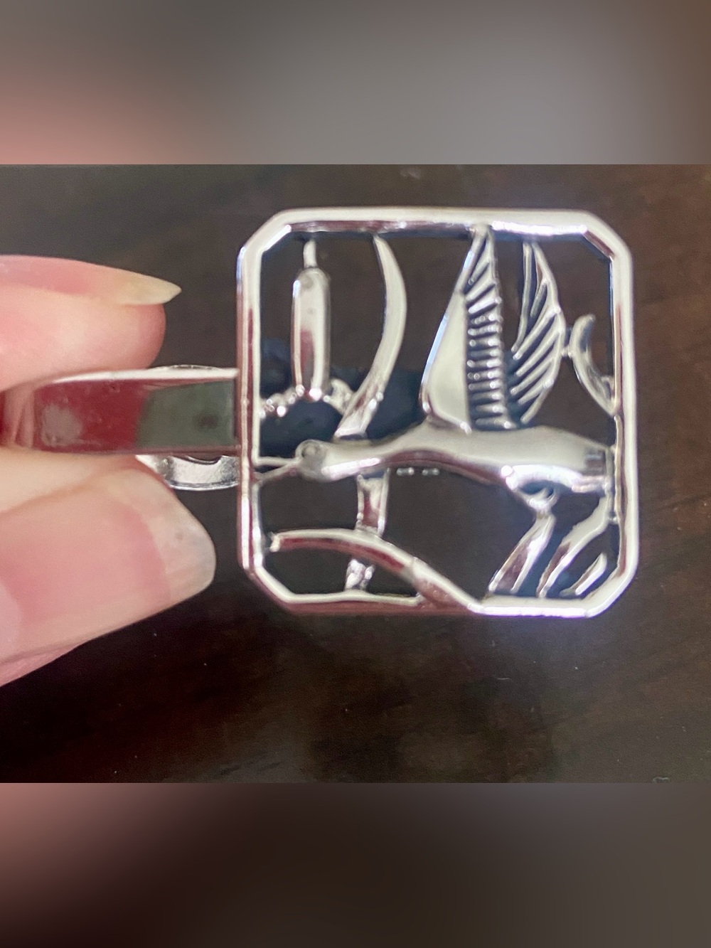 Vintage Tie Clip Silver Toned with Duck in Flight